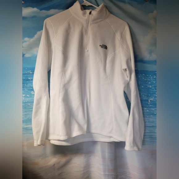 The‎ North Face White Fleece Quarter Zip Women's size Large - Picture 1 of 3